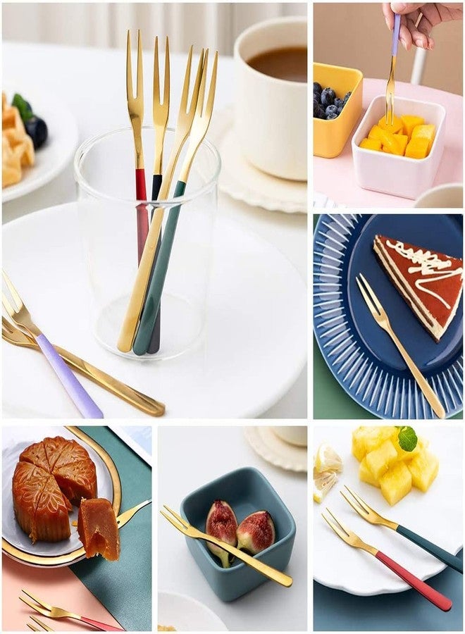 Eletree Stainless Steel Fruit Fork, Dessert Fork, Cake Fork, Salad Fork, for Party Banquet Cocktail Dessert Fruit Cake Afternoon Tea Wedding (10) - Image 3