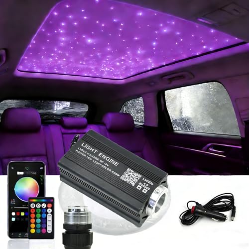 CNPAPC Twinkle Starlight Headliner Kit 500Pcs*0.03in*6.5ft*2m 16W Music/Voice APP/Remote Control Activated Star Light Kit RGBW Fiber Optic Star Roof Lights for Car Theater Game Bed Room Ceiling - Image 1