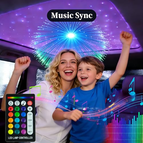 CNPAPC Twinkle Starlight Headliner Kit 500Pcs*0.03in*6.5ft*2m 16W Music/Voice APP/Remote Control Activated Star Light Kit RGBW Fiber Optic Star Roof Lights for Car Theater Game Bed Room Ceiling - Image 3