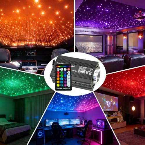 CNPAPC Twinkle Starlight Headliner Kit 500Pcs*0.03in*6.5ft*2m 16W Music/Voice APP/Remote Control Activated Star Light Kit RGBW Fiber Optic Star Roof Lights for Car Theater Game Bed Room Ceiling - Image 4