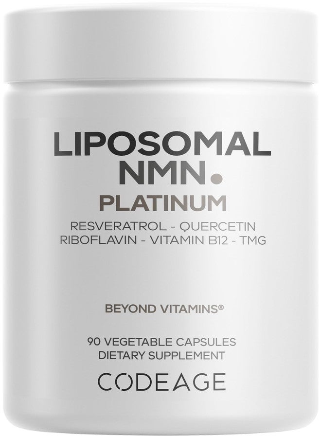 Codeage Liposomal NMN Platinum - 500 mg NMN Supplement, Nicotinamide Mononucleotide, NAD Precursor - Quercetin, Resveratrol, Betaine TMG, Vitamin B2 Riboflavin & Vitamin B12 - Non-GMO - 90 Capsules - Image 1
