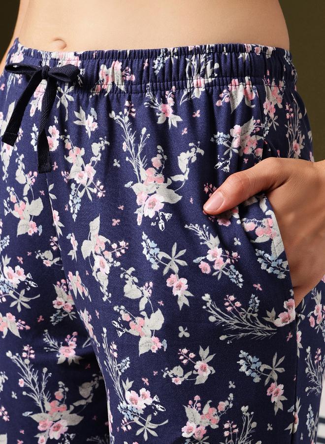 Clovia Floral Print Button-Down Shirt and Pyjama Set - Image 5