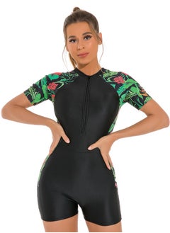 Al Aoyama One-piece zipper sports swimsuit, sun protection short-sleeved surfing diving swimsuit  - Image 4