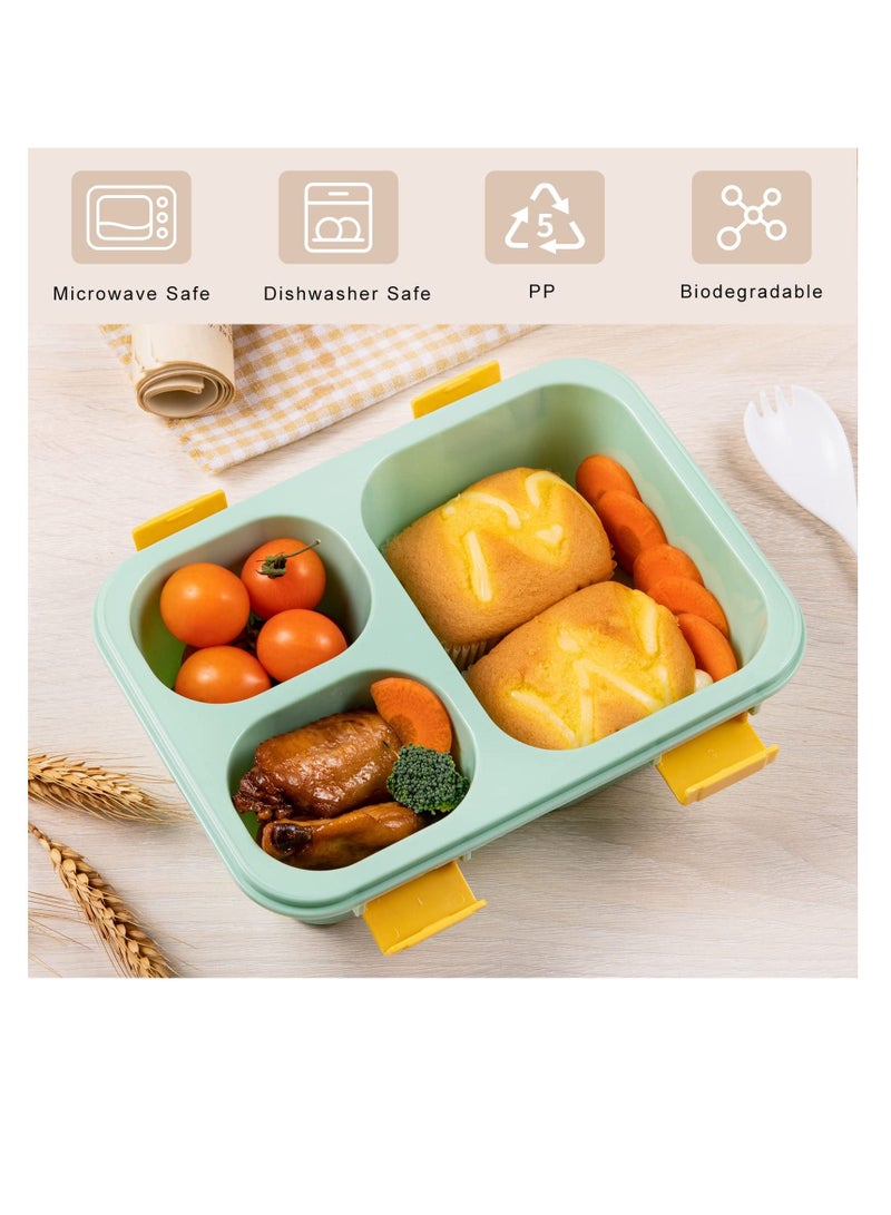 Excefore 3 Pack Bento Lunch Box For Kid Adults Toddler, with 3 Compartments Reusable Food Containers Meal Prep for School, Work, and Travel, Lunch Bento Box Set of 3,Microwave,Dishwasher,BPA Free  - Image 4