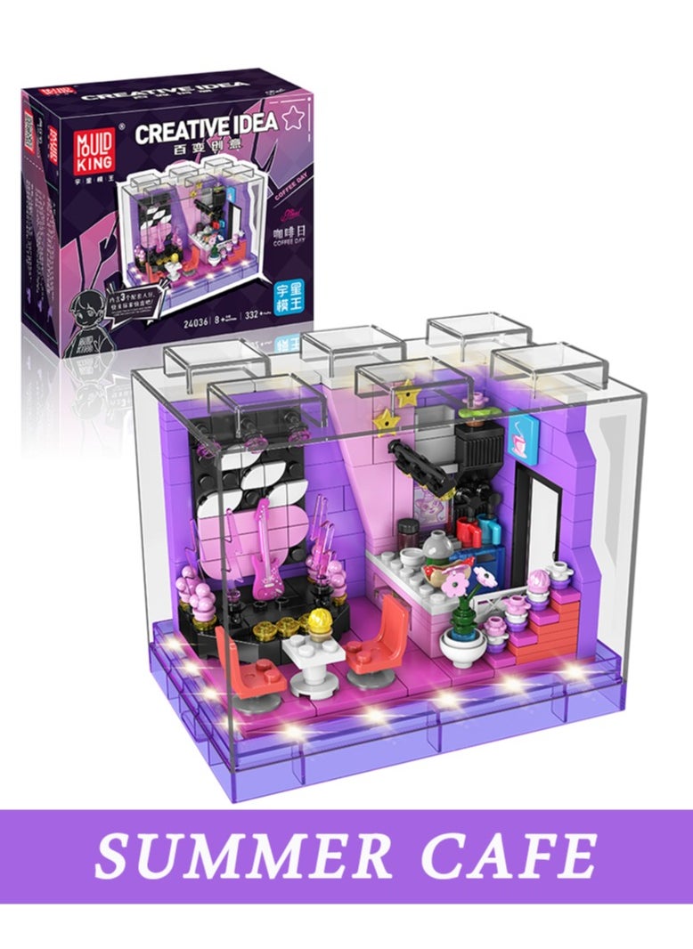 mould king Minecraft City Building Set, Mini World Building Blocks,Building Blocks for Kids， Summer Coffee House Series Building Toy Models, Children's toys, 8+332PCS 24036  - Image 1