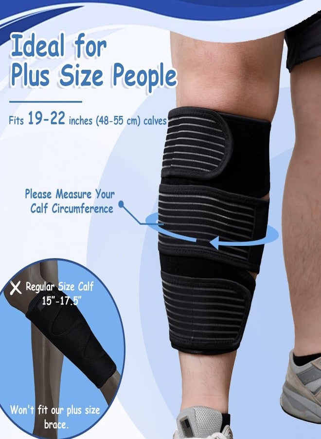 King Mills Plus Size Calf Compression Sleeve Men & Women, Ajustable XXL/XXXL High Resilience Calves Compression Sleeves for Swelling, Edema, Hiking, Training. Black - Image 2
