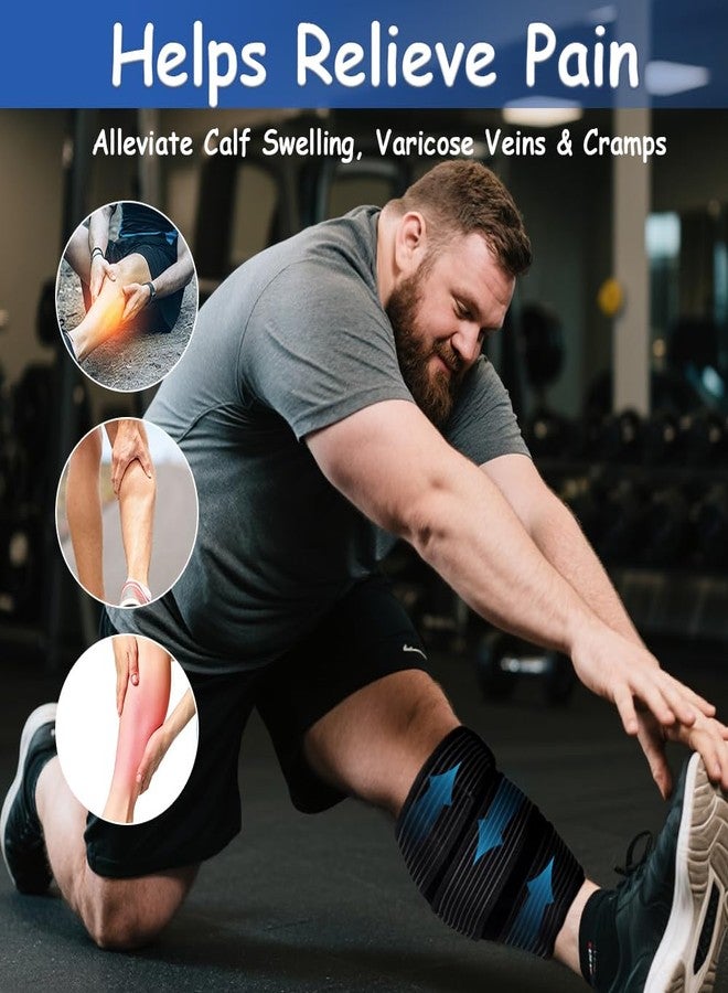 King Mills Plus Size Calf Compression Sleeve Men & Women, Ajustable XXL/XXXL High Resilience Calves Compression Sleeves for Swelling, Edema, Hiking, Training. Black - Image 4