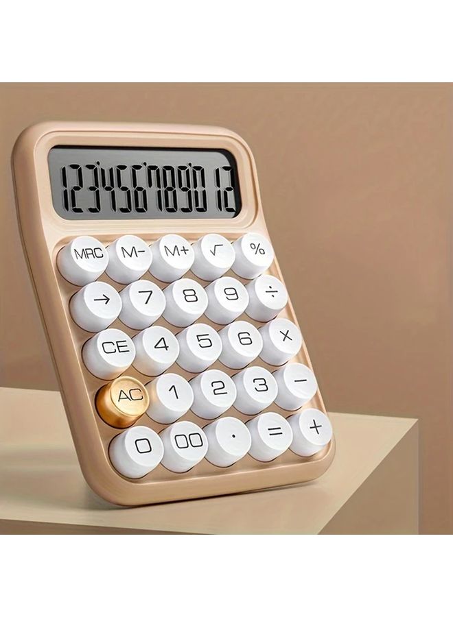 Milk Tea Color 12 Digit Desktop Calculator With Large Display And Sensitive Buttons - Image 2