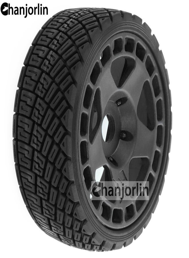 Chanjorlin 1/8 1/7 RC On Road Tires And Hard Plastic Rally Racing Wheels 17mm Hex Touring Tyres OD 3.94'' For 1:8 1:7 Street Drift Car ARRMA Losi Kyosho GT2 W10 Tamiya HPI WR8 HSP 4PCS (Black) - Image 3