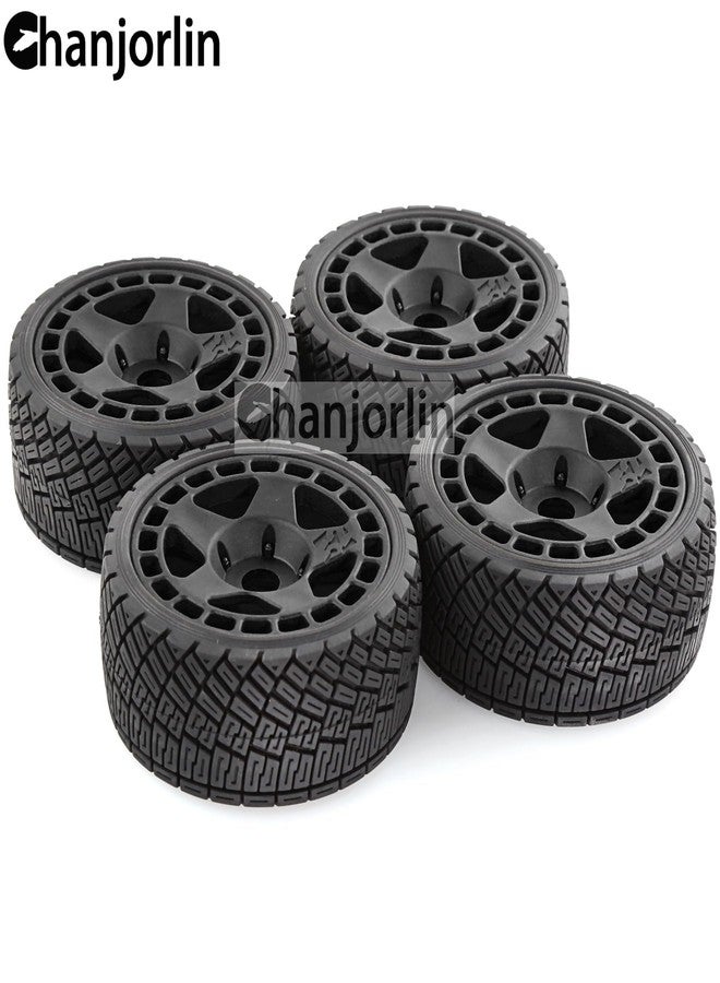 Chanjorlin 1/8 1/7 RC On Road Tires And Hard Plastic Rally Racing Wheels 17mm Hex Touring Tyres OD 3.94'' For 1:8 1:7 Street Drift Car ARRMA Losi Kyosho GT2 W10 Tamiya HPI WR8 HSP 4PCS (Black) - Image 4