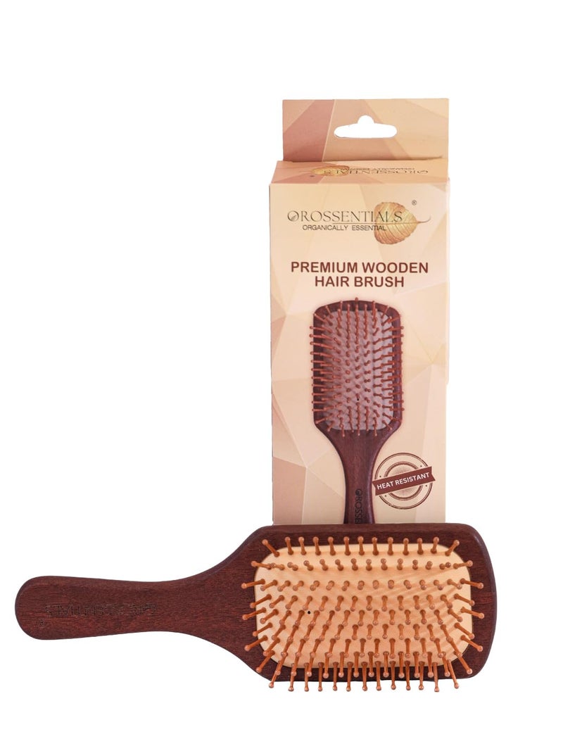 OROSSENTIALS Premium Wooden Hair Brush for Women Men Boar Bristle Paddle Brush for Curly Hair Hair Growth With Flat Paddle Design - Image 2