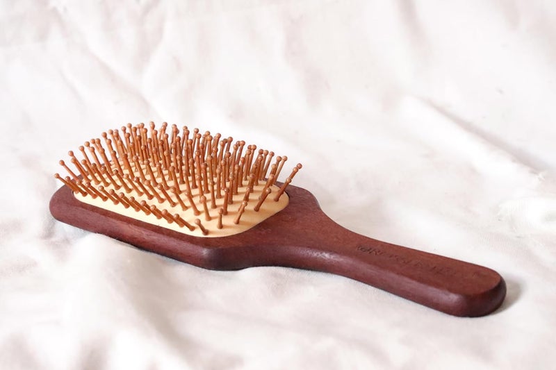 OROSSENTIALS Premium Wooden Hair Brush for Women Men Boar Bristle Paddle Brush for Curly Hair Hair Growth With Flat Paddle Design - Image 4