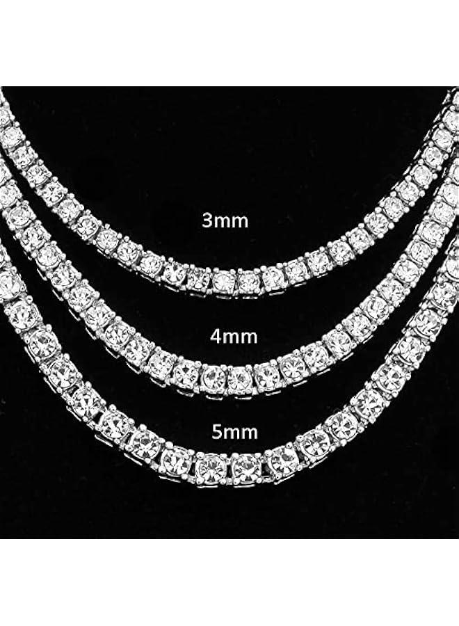 Arabest Gold Silver Iced Out Diamond Tennis Chain Necklace for Men Women, Rhinestone Tennis Necklaces for Women and Teens, Tennis and Cuban Link Chains 18-30 Inches - Image 4