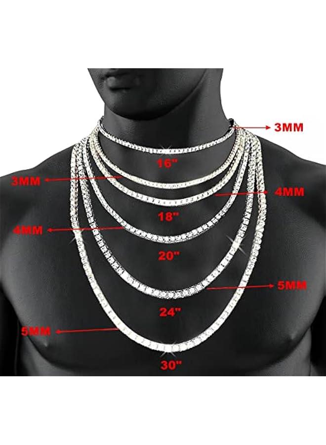 Arabest Gold Silver Iced Out Diamond Tennis Chain Necklace for Men Women, Rhinestone Tennis Necklaces for Women and Teens, Tennis and Cuban Link Chains 18-30 Inches - Image 5