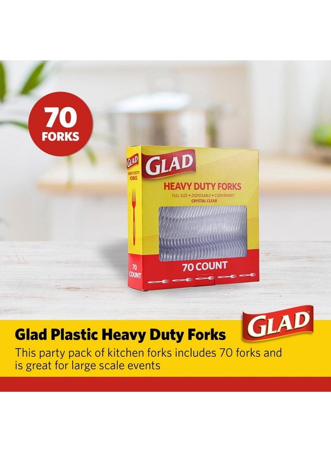Glad Clear Plastic Forks, Heavy Duty Disposable Cutlery Set, Standard Size, Clear Disposable Fork, Bulk Pack of 70 - Perfect for Parties, Camping, and Everyday Use - Image 2