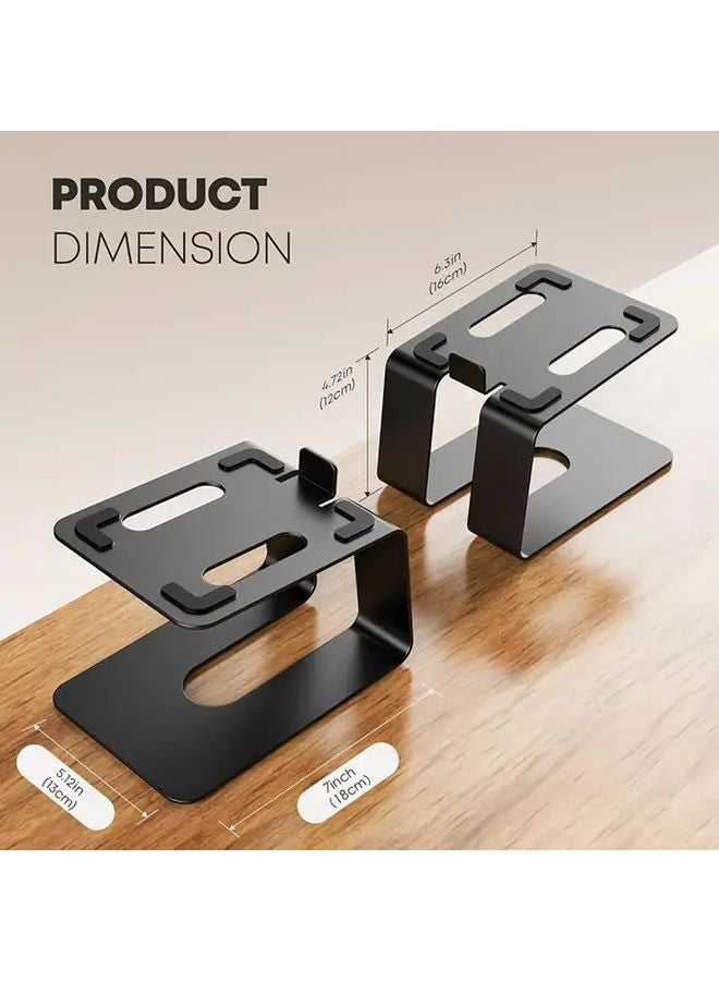 Black Desktop Speaker Stands 2pcs with Shock Absorbing Pads 5 Degree Tilt Studio Monitor Stands Support 30 lbs - Image 3
