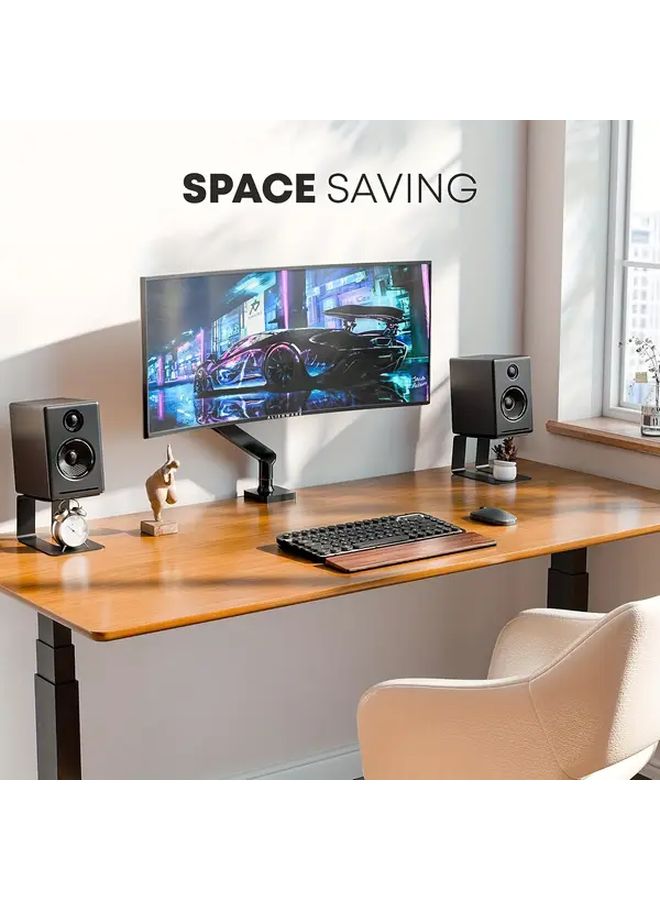 Black Desktop Speaker Stands 2pcs with Shock Absorbing Pads 5 Degree Tilt Studio Monitor Stands Support 30 lbs - Image 2