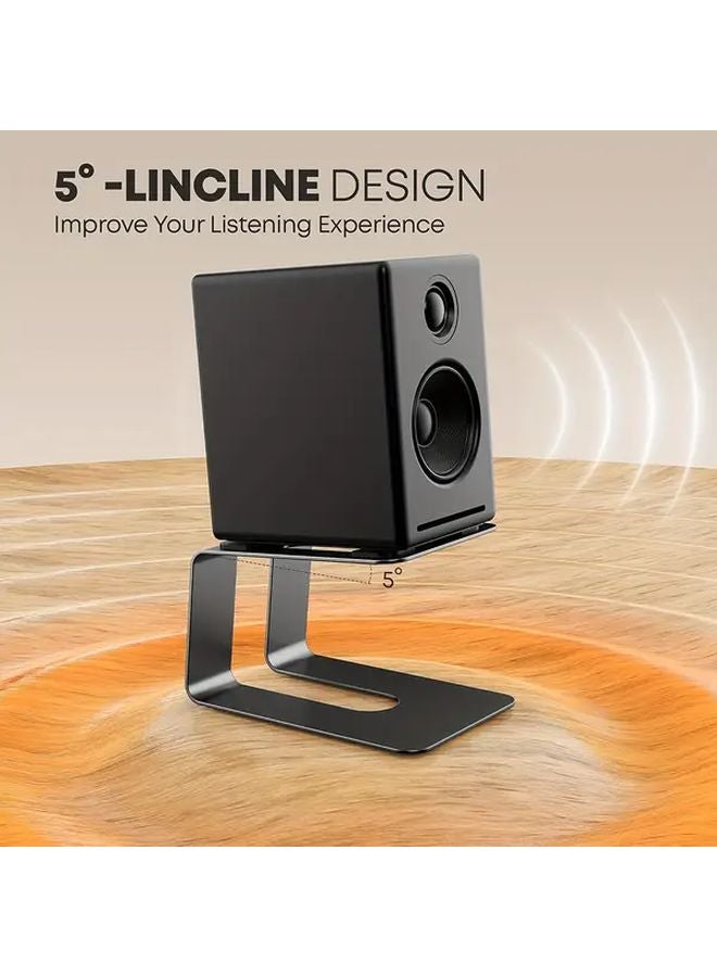 Black Desktop Speaker Stands 2pcs with Shock Absorbing Pads 5 Degree Tilt Studio Monitor Stands Support 30 lbs - Image 5