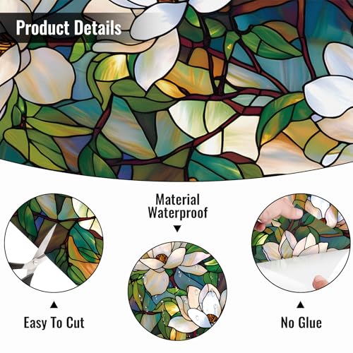 BVBOX Window Privacy Film Frosted Glass Window Sticker Window Film Static Glass Cling Tint Non-Adhesive for Home Door Decorative Frosting Cover 17.5 X 78.7 inch - Image 4