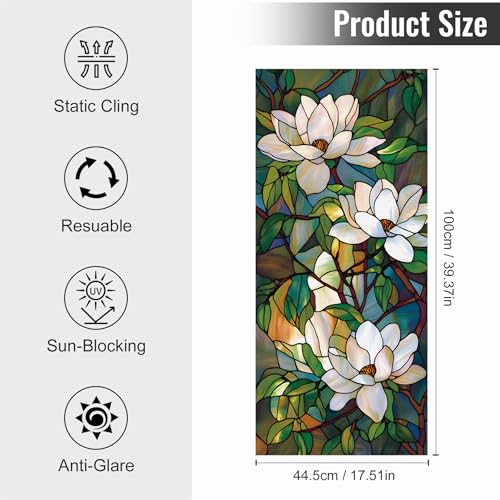 BVBOX Window Privacy Film Frosted Glass Window Sticker Window Film Static Glass Cling Tint Non-Adhesive for Home Door Decorative Frosting Cover 17.5 X 78.7 inch - Image 5