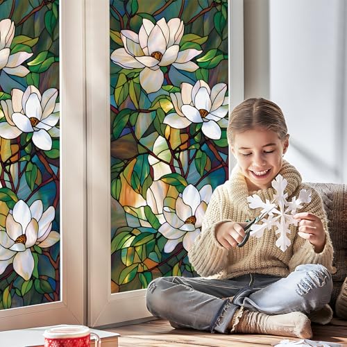 BVBOX Window Privacy Film Frosted Glass Window Sticker Window Film Static Glass Cling Tint Non-Adhesive for Home Door Decorative Frosting Cover 17.5 X 78.7 inch - Image 2