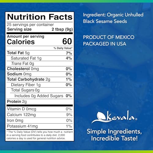 Kevala Organic Raw Black Sesame Seeds (Unhulled) - Allergen Friendly Seeds Made in Facility Free of Peanuts and Tree Nuts, Can Be Used for Making Tahini and Blending into Smoothies, Fresh Taste, 1 lb, 16 oz - Image 3