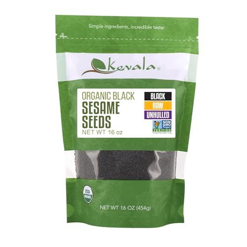 Kevala Organic Raw Black Sesame Seeds (Unhulled) - Allergen Friendly Seeds Made in Facility Free of Peanuts and Tree Nuts, Can Be Used for Making Tahini and Blending into Smoothies, Fresh Taste, 1 lb, 16 oz - Image 1