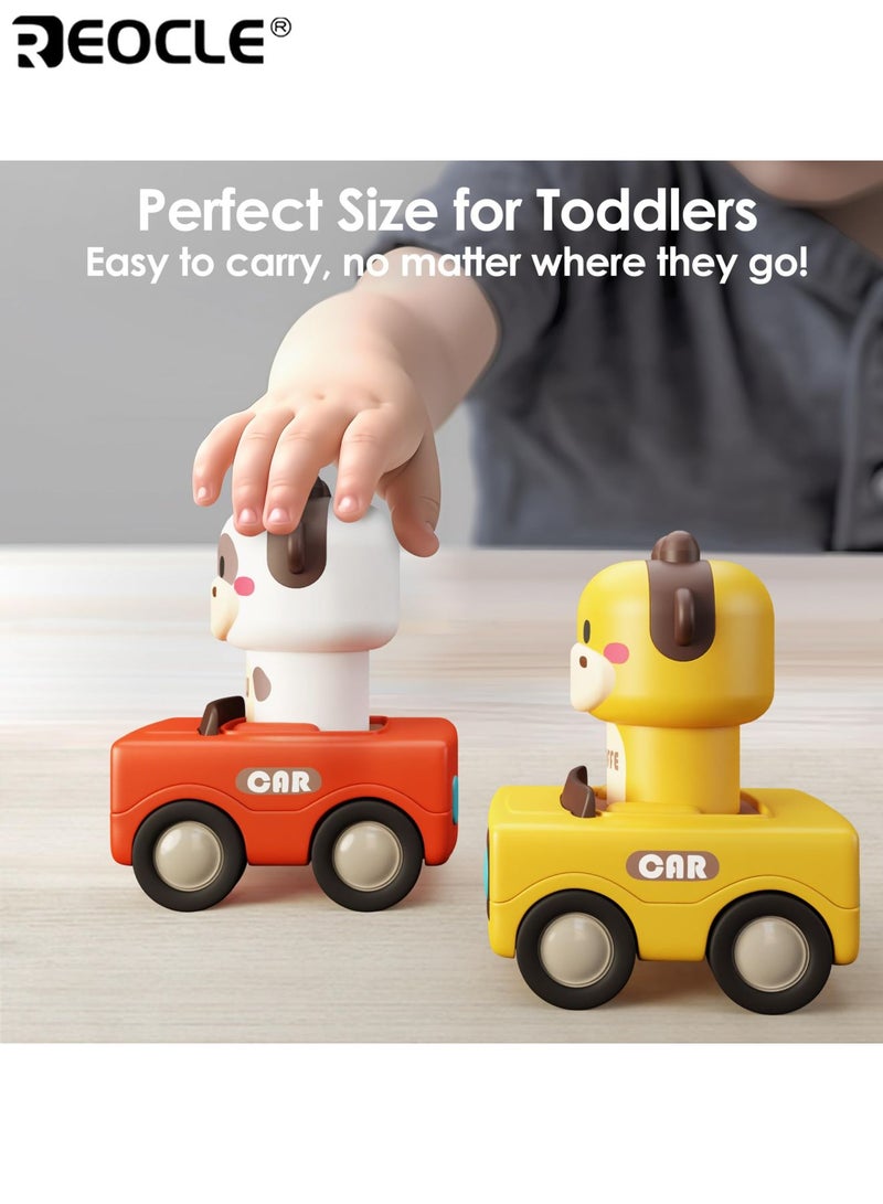 REOCLE 4PCS Baby's Press to Go Car Toys with Animal Racing Design and Friction Powered Feature Infant Play Vehicle Set with Push Activation for Toddler Early Learning - Image 5