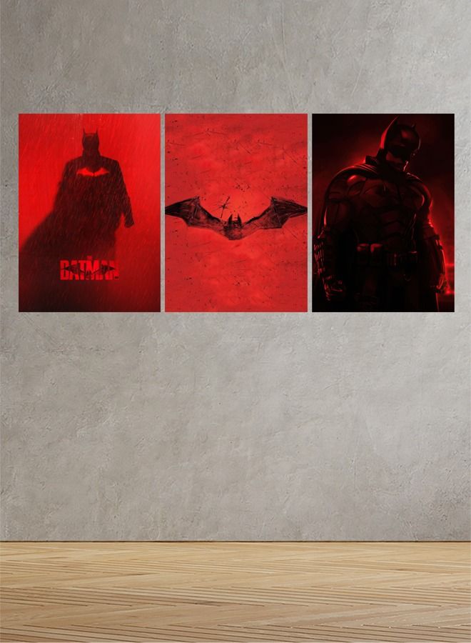 Marktna Decorative Wall Art Painting with The batman Movie Design 3 Pieces Size 120x60cm - Image 1