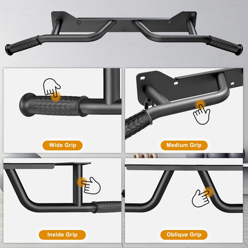 Kipika Heavy Duty Wall Mounted Doorway Pull Up Bar, Multifunctional Chin Up Bar, Portable Fitness Door Bar, Body Workout Home Gym System (A: 39" Wall Mount Pull Up Bar) - Image 4