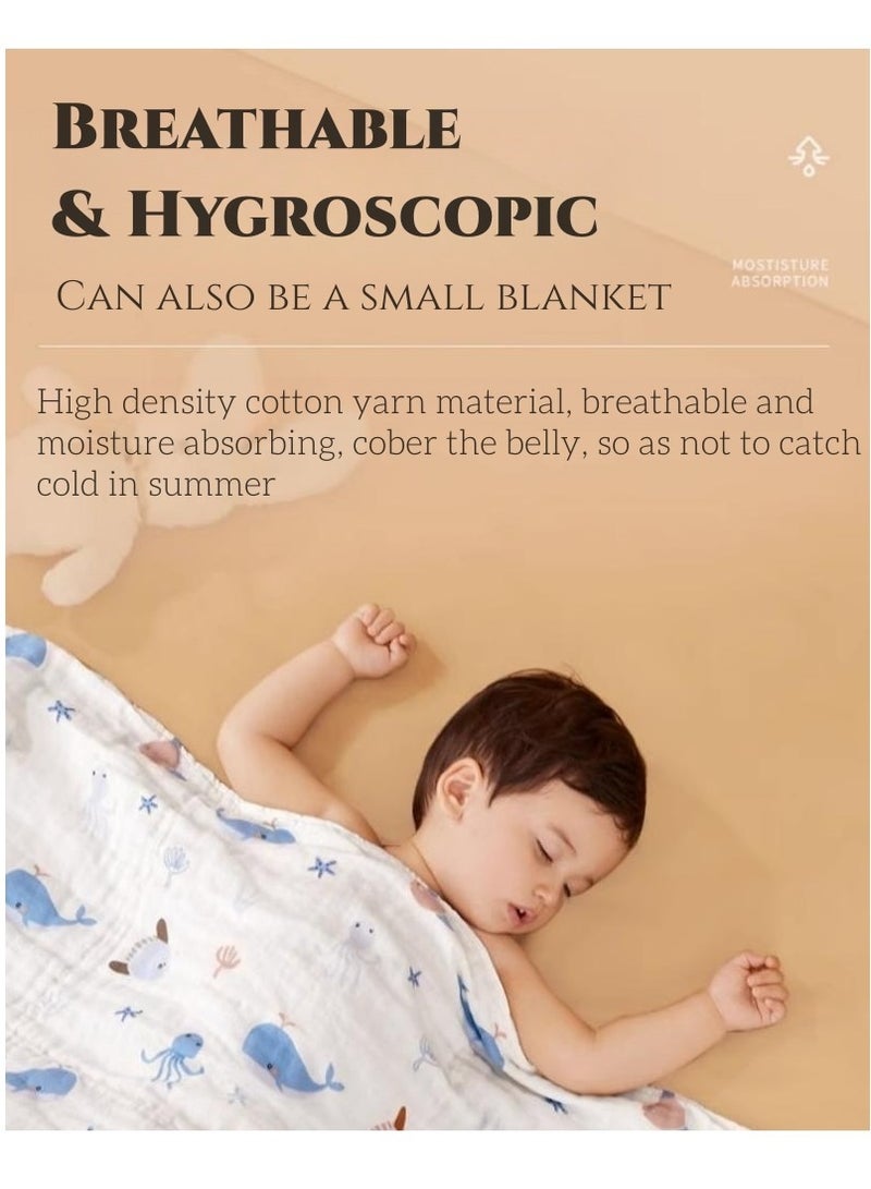 كوني أمًا أفضل مناديل استحمام للأطفال، بطانية منشفة أطفال من الموسلين القطني الطبيعي المضاد للبكتيريا مكونة من 6 طبقات مطبوعة على شكل غابة سحرية، مقاس 95x95 سم لحديثي الولادة أثناء النوم والحمام - Image 3