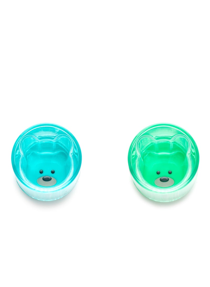 melii Pack Of 2 Double-Walled Bear Reusable Plastic Drinking Cup - Blue And Mint - Image 2