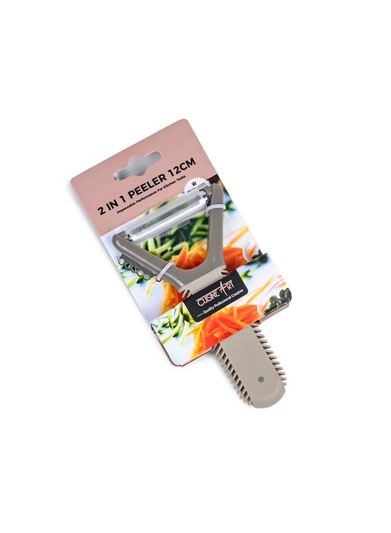 Cuisine Art 2-in-1 Stainless Steel Peeler -12cm, Ergonomic Handle, 1 Piece, Assorted - Image 2