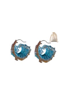 Ocean's Oath Jewelry Set, Boho Blue Ocean Wave Necklace Earrings Ring Set, Adjustable Blue Cubic Zirconia Ocean Wave Earrings, Summer Marine Theme Jewelry Packs for Women