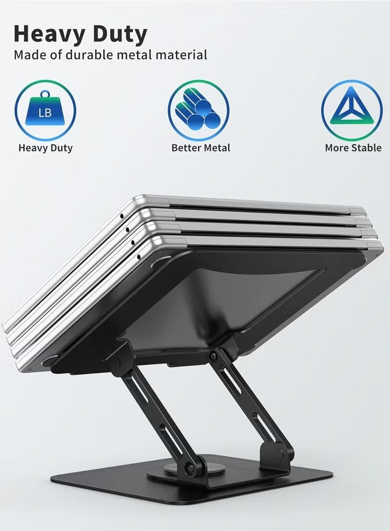 عربست حامل كمبيوتر محمول بقاعدة دوارة 360 درجة، حامل كمبيوتر محمول مريح للمكتب، حامل كمبيوتر محمول متعدد الزوايا قابل للتعديل، حامل كمبيوتر محمول قابل للطي، حامل معدني ثابت يدعم الكمبيوتر المحمول 10-15.6 بوصة، أسود - Image 5