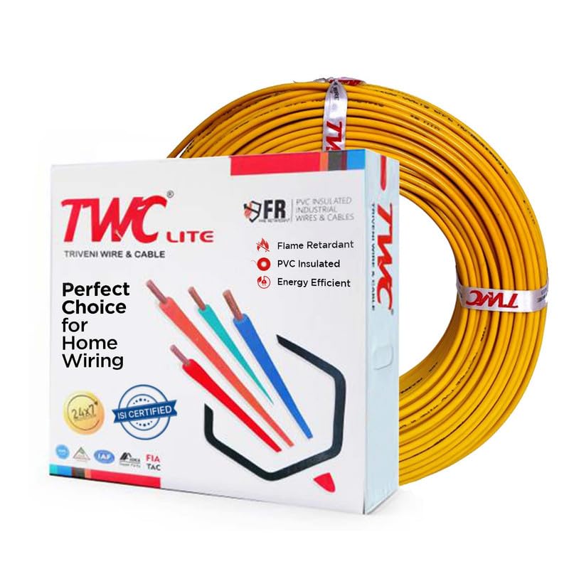 TWC Lite Yellow 2.5 SQMM 90 METER | Copper Wire | HRFR (Heat Resistant Flame Retardant) Lead-Free Cable | Low Smoke Halogen-Free Wire for Home & Industrial Electrical Wiring - Image 1