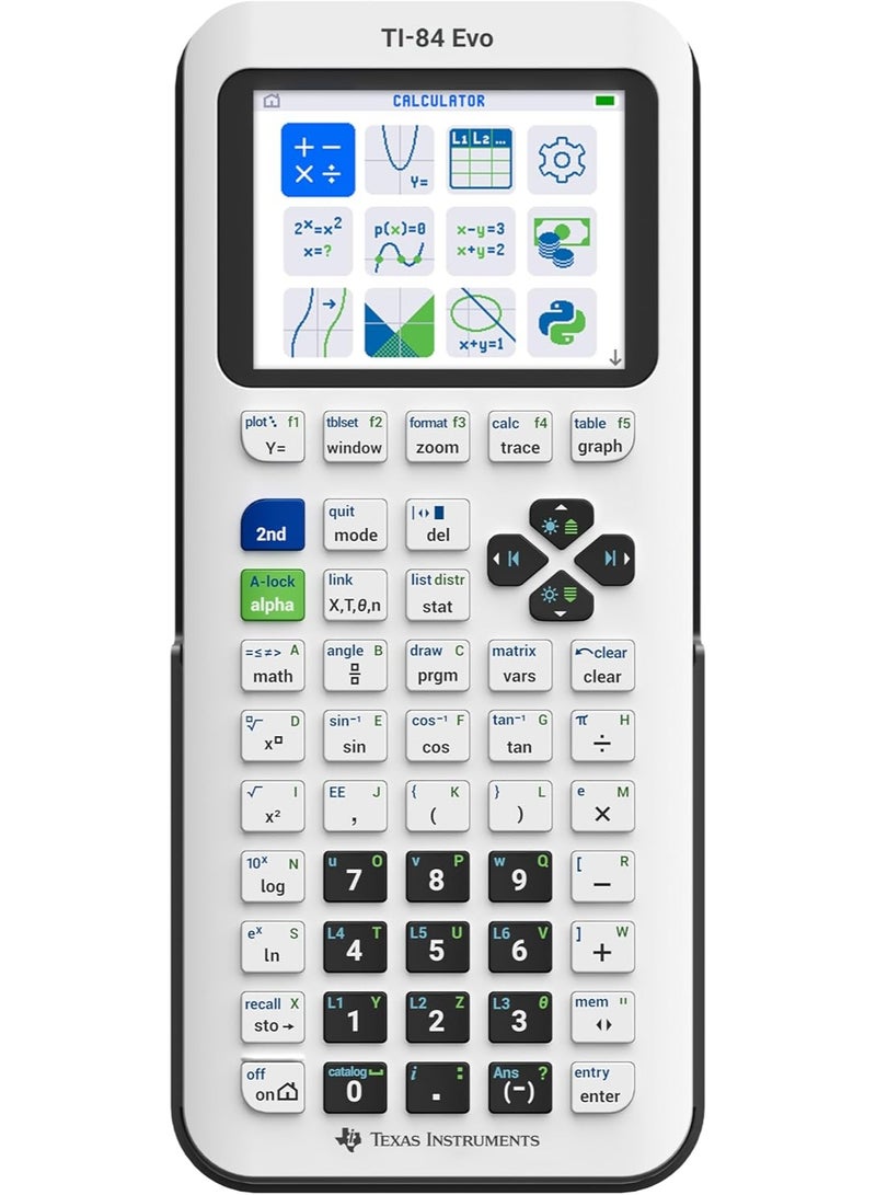 تاكساس إنسترومنتس آلة حاسبة بيانية Texas Instruments TI-84 Evo - اللون الأبيض القياسي - Image 1