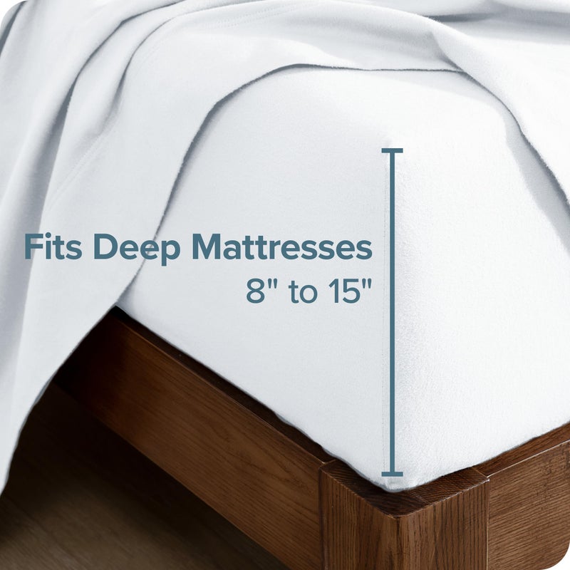 Bare Home Bare Home Flannel Fitted Bottom Sheet 100% Cotton  Velvety Soft Heavyweight - Double Brushed Flannel - Deep Pocket (Full  White)  - Image 4