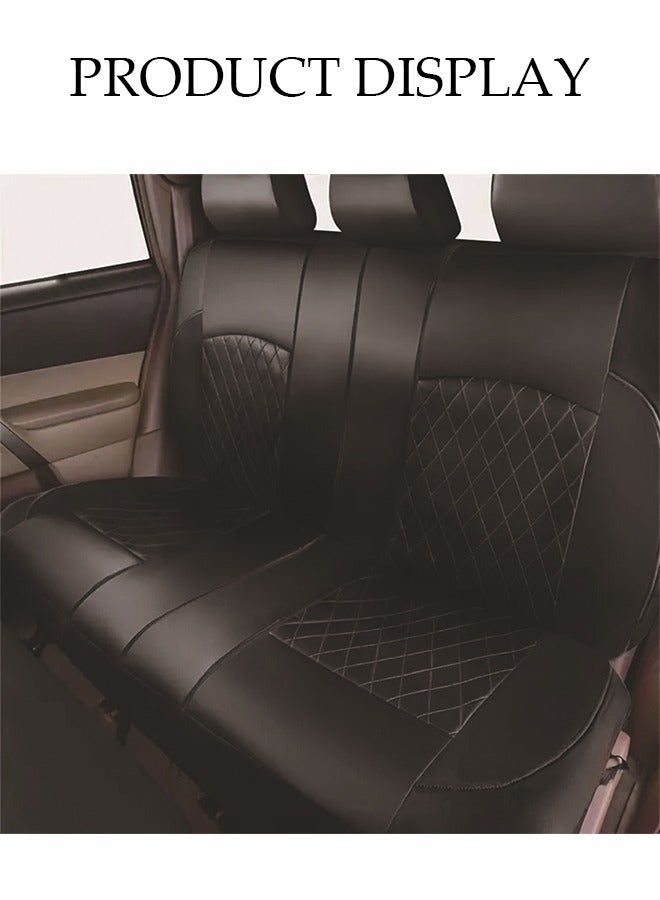 DUNISO Nine-Piece Set Of Five-Seat Car Seat Covers, Black - Front And Rear Split Bench Seat Protection, Single-Line Diamond Quilting Embroidery Bracket Leather Pu Leather, Easy To Install, Front Seat Cover With Matching Rear Seat Cover, Car Seat Protector  - Image 5