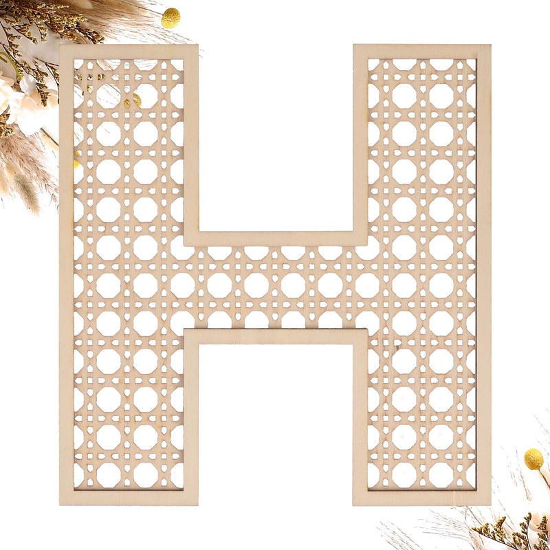 Wooden Rattan Letters 8 inch Wood Letters H for Wall Decor Crafts Boho Nursery Decor for Baby Shower Wedding Bedroom Name Signs Large Rustic Letter Home Decoration