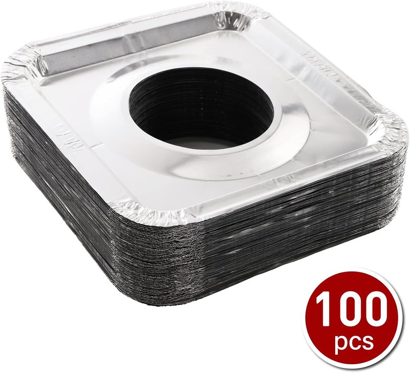 ZEAYEA 100 Pack Aluminum Foil Stove Burner Covers, 8.5" Square Disposable Gas Burner Liner, Gas Range Protector Bibs for keep Gas Range Clean - Image 3