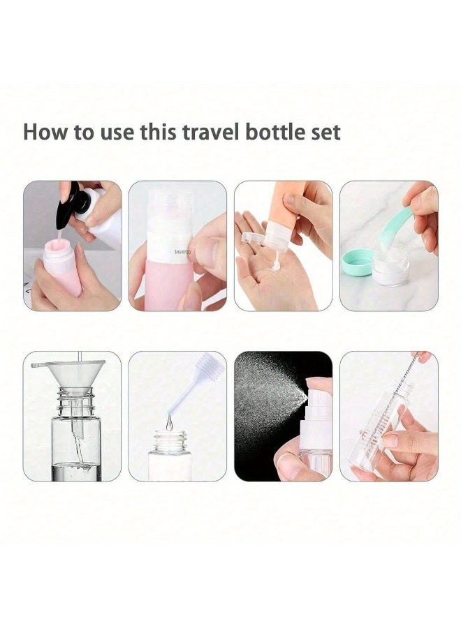 KHAJUL 18-Piece Leak Proof Silicone Travel Bottles Set, TSA Approved Refillable Toiletry Containers for Shampoo Lotion, Purple, Portable Toiletry Kit for Family Holiday Travel Essentials with Storage Bag - Image 4