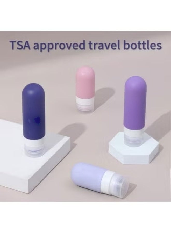 KHAJUL 18-Piece Leak Proof Silicone Travel Bottles Set, TSA Approved Refillable Toiletry Containers for Shampoo Lotion, Purple, Portable Toiletry Kit for Family Holiday Travel Essentials with Storage Bag - Image 3