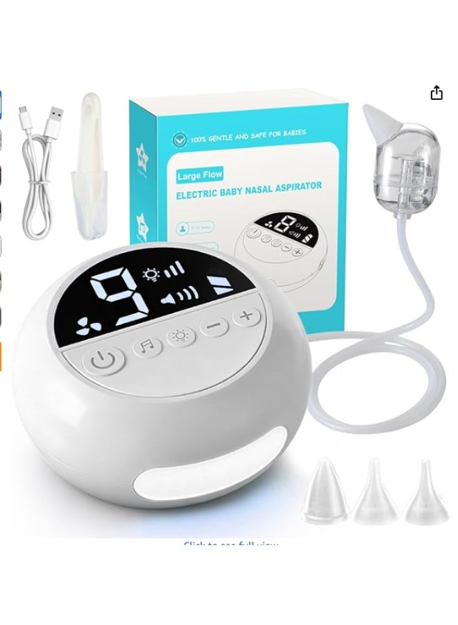 شينغوي مصاصة أنف كهربائية للأطفال الرضع مع 9 مستويات شفط و 3 أحجام من أطراف السيليكون، مصاصة أنف للأطفال الرضع قابلة لإعادة الشحن مع ضوء ليلي و 10 أنغام موسيقية مهدئة - Image 1