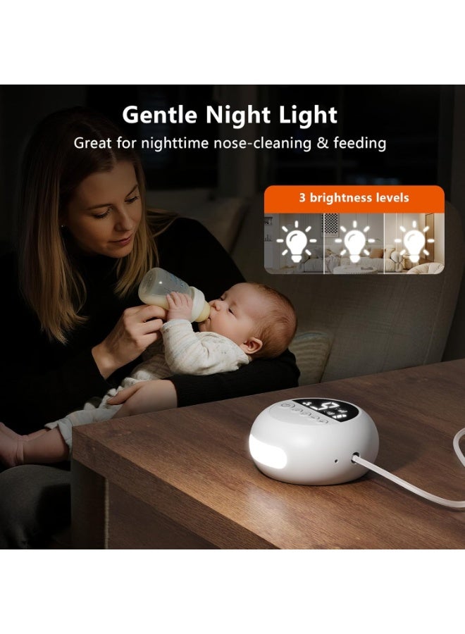 شينغوي مصاصة أنف كهربائية للأطفال الرضع مع 9 مستويات شفط و 3 أحجام من أطراف السيليكون، مصاصة أنف للأطفال الرضع قابلة لإعادة الشحن مع ضوء ليلي و 10 أنغام موسيقية مهدئة - Image 2