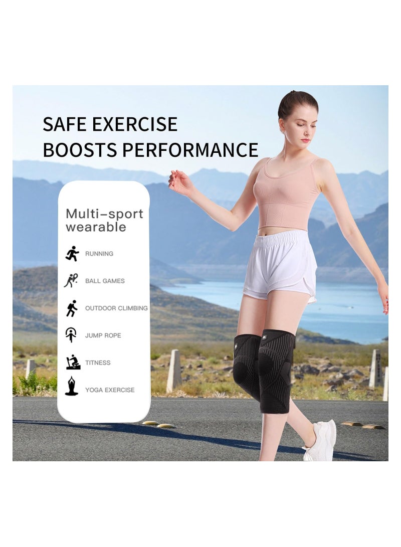 KASTWAVE Compression Knee Brace for Women & Men, Knee Supports Sleeves for Knee Pain, ACL, Arthritis Pain Relief, Running, Working Out, Basketball, Weightlifting (Large, Black) - Image 2