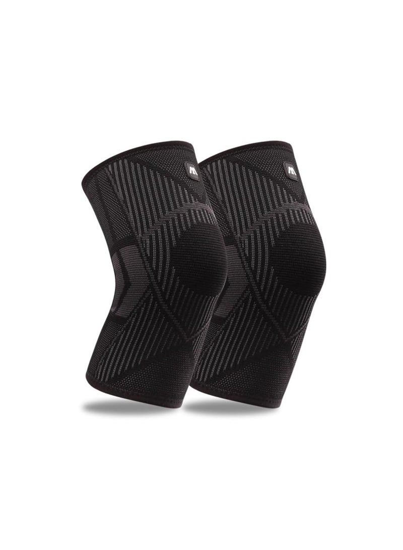 KASTWAVE Compression Knee Brace for Women & Men, Knee Supports Sleeves for Knee Pain, ACL, Arthritis Pain Relief, Running, Working Out, Basketball, Weightlifting (Large, Black) - Image 1