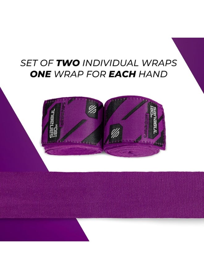 Sanabul  - Elastic Professional 180 inch Handwraps for Boxing Kickboxing Muay Thai MMA (Purple, 180 inch) - Image 1