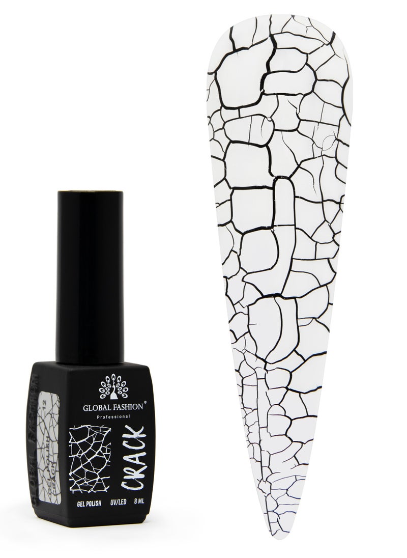 GLOBAL FASHION Crackle Gel Nail Polish - Captivating Cracked Effects | 12 Colors | 8ml | Global Fashion Professional | No. 12  - Image 1