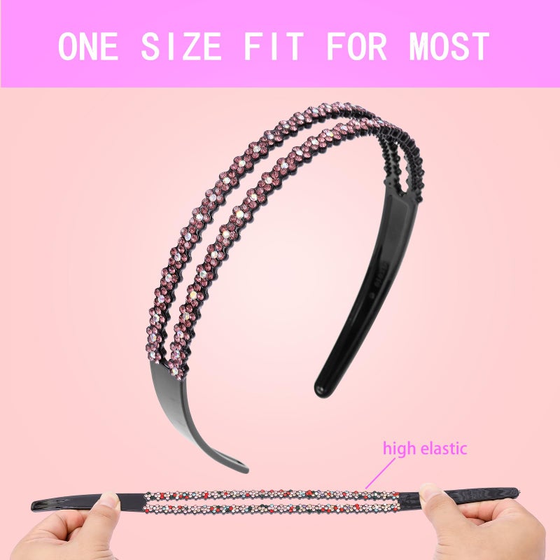 Cutewing Plastic Rhinestone Headbands for Women Girls,6PCS Sparkly Crystal Headband Non Slip Tooth Hair Bands Rhinestone Hair Hoop,Comfortable Daily Prom Party Head Accessories - Image 4